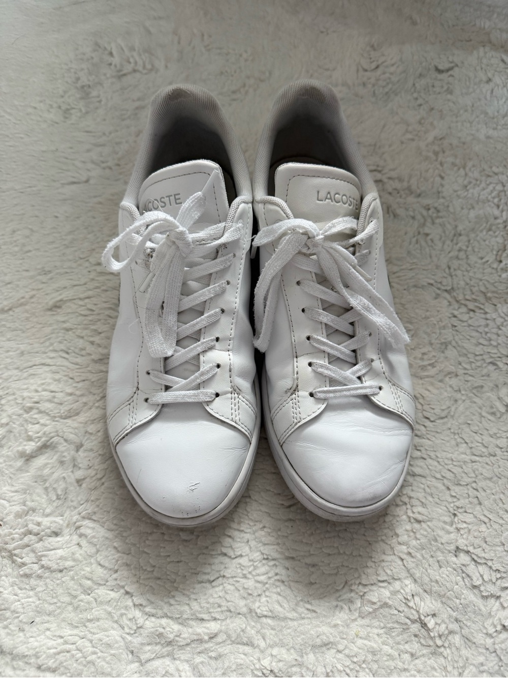 Lacoste White Leather Low-Top Sneakers with Green Croc - Picture 2 of 9